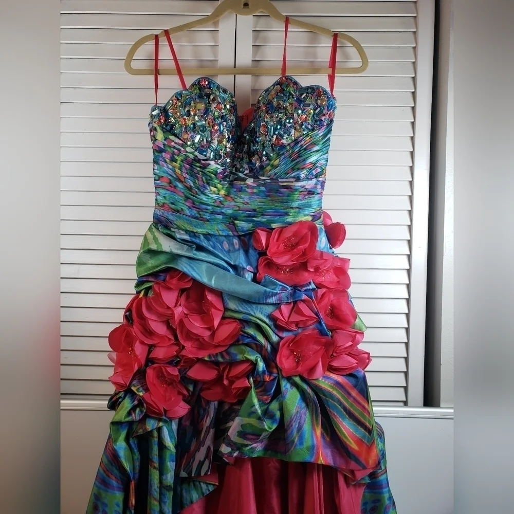 Jovani Unique High Low Print Prom Dress , Size 4